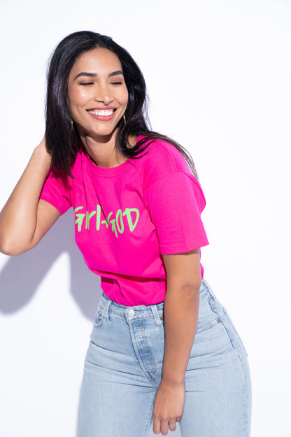 Girl + God Unisex Signature Tee - Electric Pink