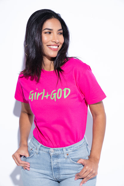 Girl + God Unisex Signature Tee - Electric Pink