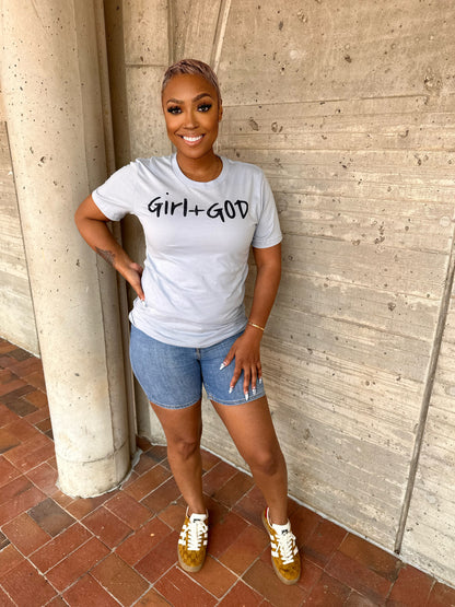 Girl + God (Distressed) Signature Unisex T-Shirt - Sky