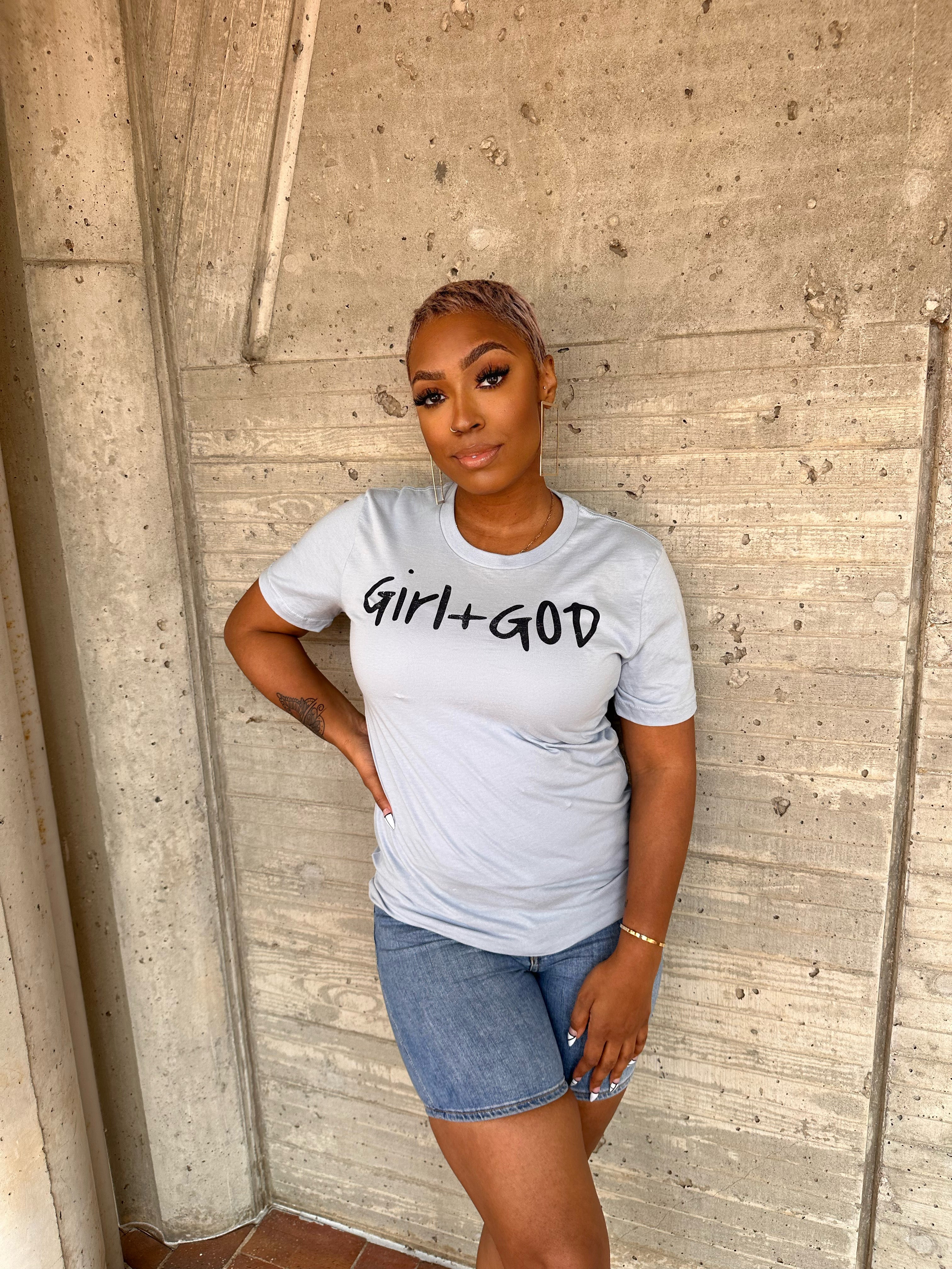 Girl + God (Distressed) Signature Unisex T-Shirt - Sky